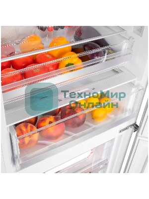 Холодильник Maunfeld MFF200NFW белый глянц. двухкамерный 271/106л морозилка снизу, No Frost