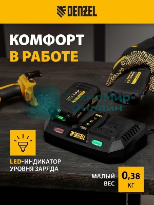 Батарея аккумуляторная Denzel IB-18-2.0, Li-Ion, 18 В, 2,0 А·ч