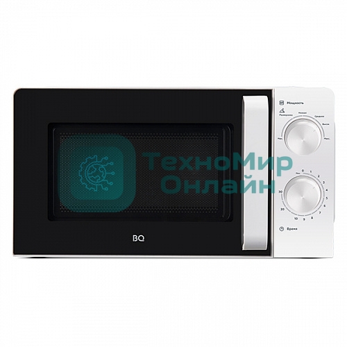 Микроволновая печь BQ MWO-20004SM/W белый, 20 л, 700 Вт, переключатели - поворотный механизм