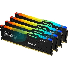 Оперативная память Kingston Fury Beast, DDR5, 64Gb (4x16GB), 5200MHz, CL40, DIMM, с радиаторами, RGB, черный