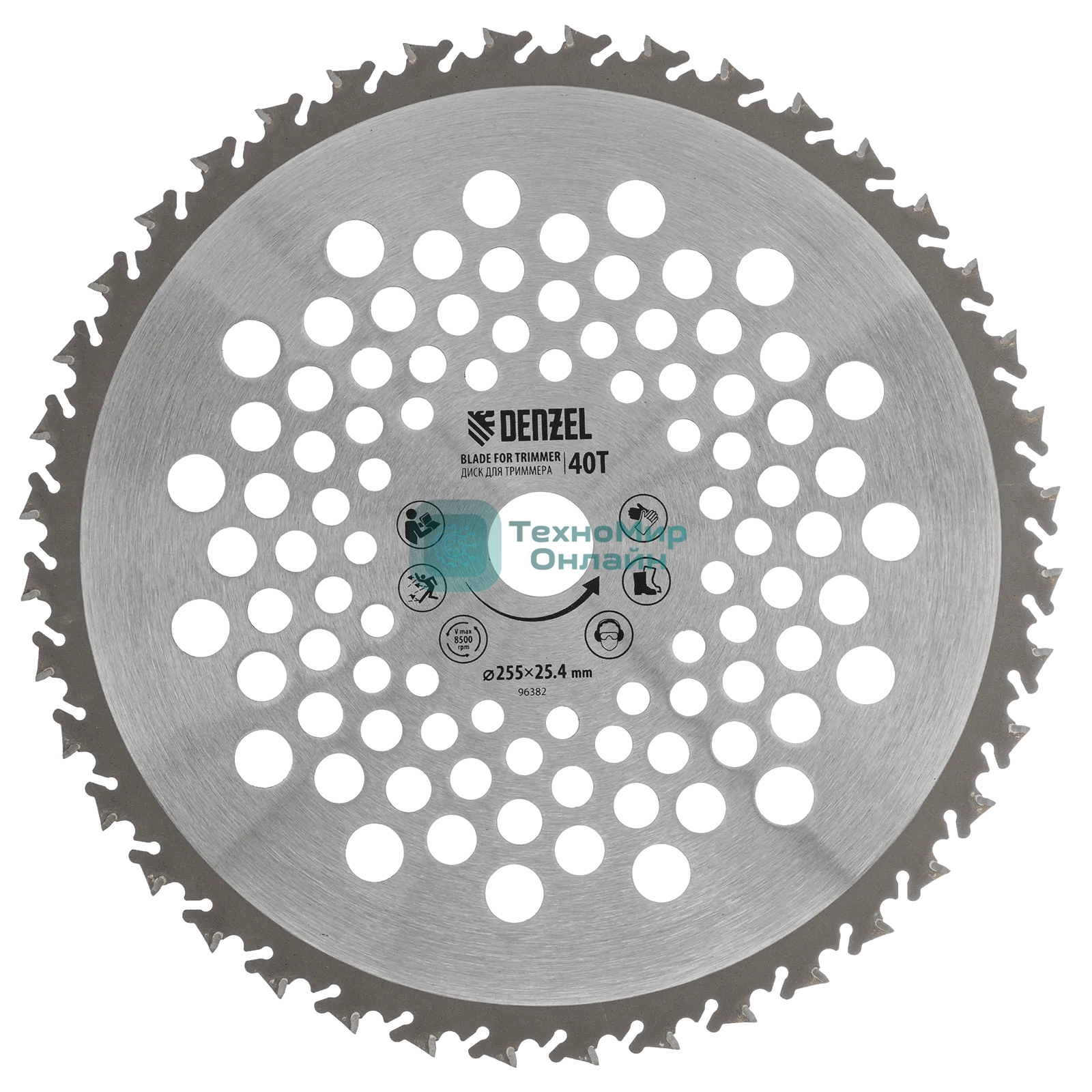 Диск для триммера Denzel 255 х 25,4 мм, 40 зубов, Anti-Kick
