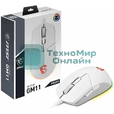 Мышь проводная MSI Clutch GM11 белый, 5000 dpi, USB, кнопки - 6