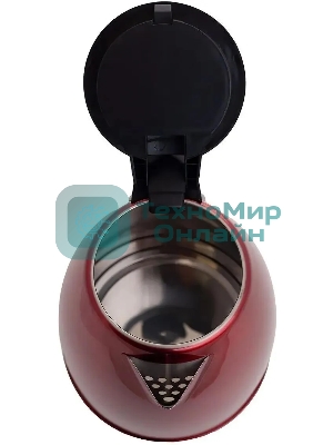Чайник Centek CT-1068 RED (красный) металл 2л, 2000W, хромированная вставка на крышке