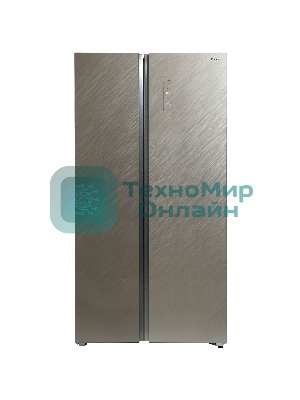 Холодильник Бирюса SBS 541 TGG текстурированное бежевое стекло двухкамерный 343/198 л морозилка слева, NoFrost, Side-by-side