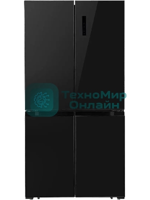 Холодильник Lex LCD505BlID черная сталь трехкамерный 321/144л морозилка снизу, No Frost, Side-by-Side