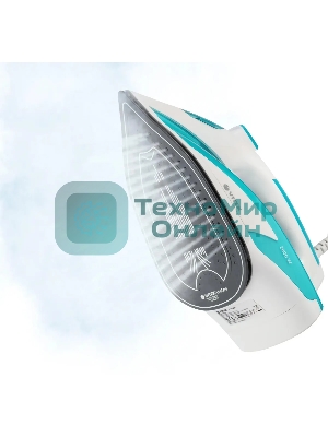 Утюг Vitek VT-8355 (MC) белый/бирюзовый 1. Максимальная мощность 2600 Вт 2. Керамическая подошва 3. Емкость для воды 400 мл