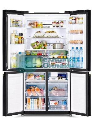 Холодильник Hitachi R-WB720VUC0 GBK черный стекло трехкамерный инвертер 372/196л морозилка снизу