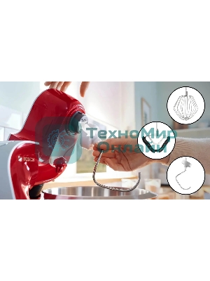 Кухонная машина Bosch MUM5X720 планетар.вращ. 1000Вт красный/серый