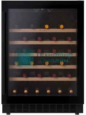 Винный шкаф LEX LWD6054BL черный, 135 л, 1 отсек, 54 бут.