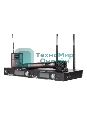 Радиосистема ITC T-521UT UHF двухканальная с петличным и ручным микрофонами, LCD дисплей, True Diversity, частотный диапазон 470-510 MHz.
