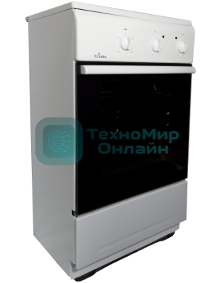 Плита электрическая Flama CE 3201 W белый, конфорок 2 шт, духовка 30 л, 50 см x 85 см x 36 см