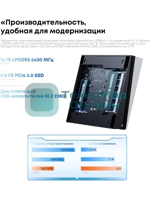 Неттоп Acer Gadget E10 ERBox 1 Ryzen 7 6800H (3.2) 16Gb SSD512Gb 680M Windows 11 Pro 2xGbitEth WiFi BT 120W черный/белый