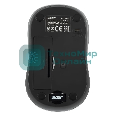 Мышь беспроводная Acer OMR134 серый, 1000 dpi, радиоканал, USB, кнопки - 3