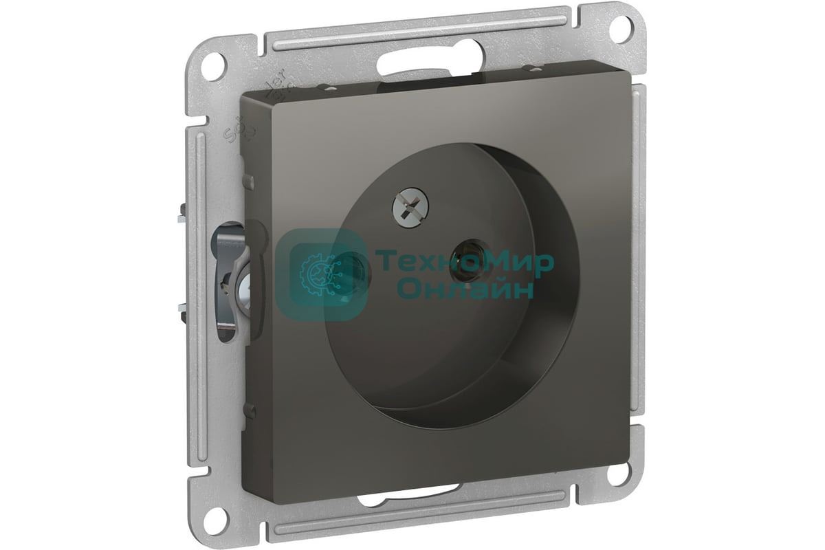Механизм розетки 1-м СП AtlasDesign 16А IP20 без заземл. сталь SchE ATN000941
