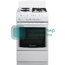 Плита комбинированная De Luxe 506022.03гэ(щ) ЧР-030 белый/черный, конфорок газовых 2 шт и электрических 2 шт, духовка 54 л, 50 см x 85 см x 60 см