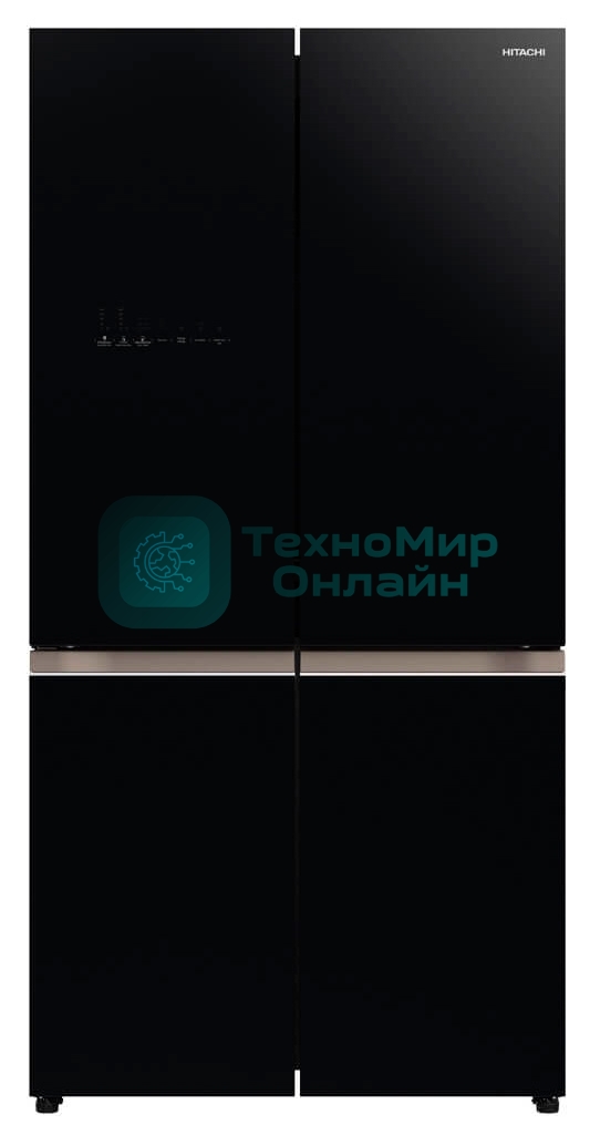 Холодильник Hitachi R-WB720VUC0 GBK черный стекло трехкамерный инвертер 372/196л морозилка снизу