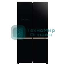 Холодильник Hitachi R-WB720VUC0 GBK черный стекло трехкамерный инвертер 372/196л морозилка снизу