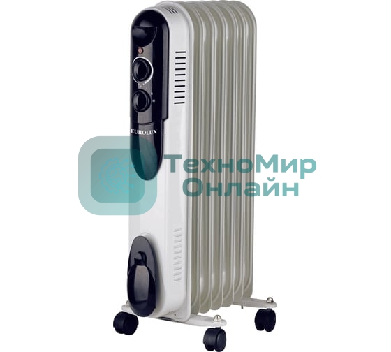 Обогреватель масляный EUROLUX ОМПТ-EU-7Н (7 секций) белый, 1500 Вт, 20 м2, термостат 67/3/18