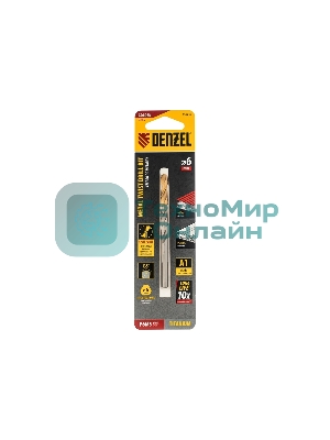 Сверло спиральное по металлу Denzel 6 x 93мм, Р6М5, Golden Tip