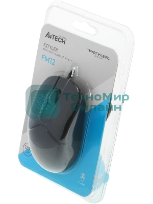 Мышь проводная A4Tech Fstyler FM12 черный, 1200 dpi, USB, кнопки - 3