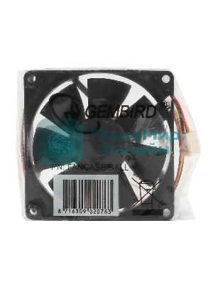 Вентилятор для корпуса Gembird FANCASE/BALL-3100 черный, 80 мм, 3100 об/мин, 38.65 дБ, 3 pin