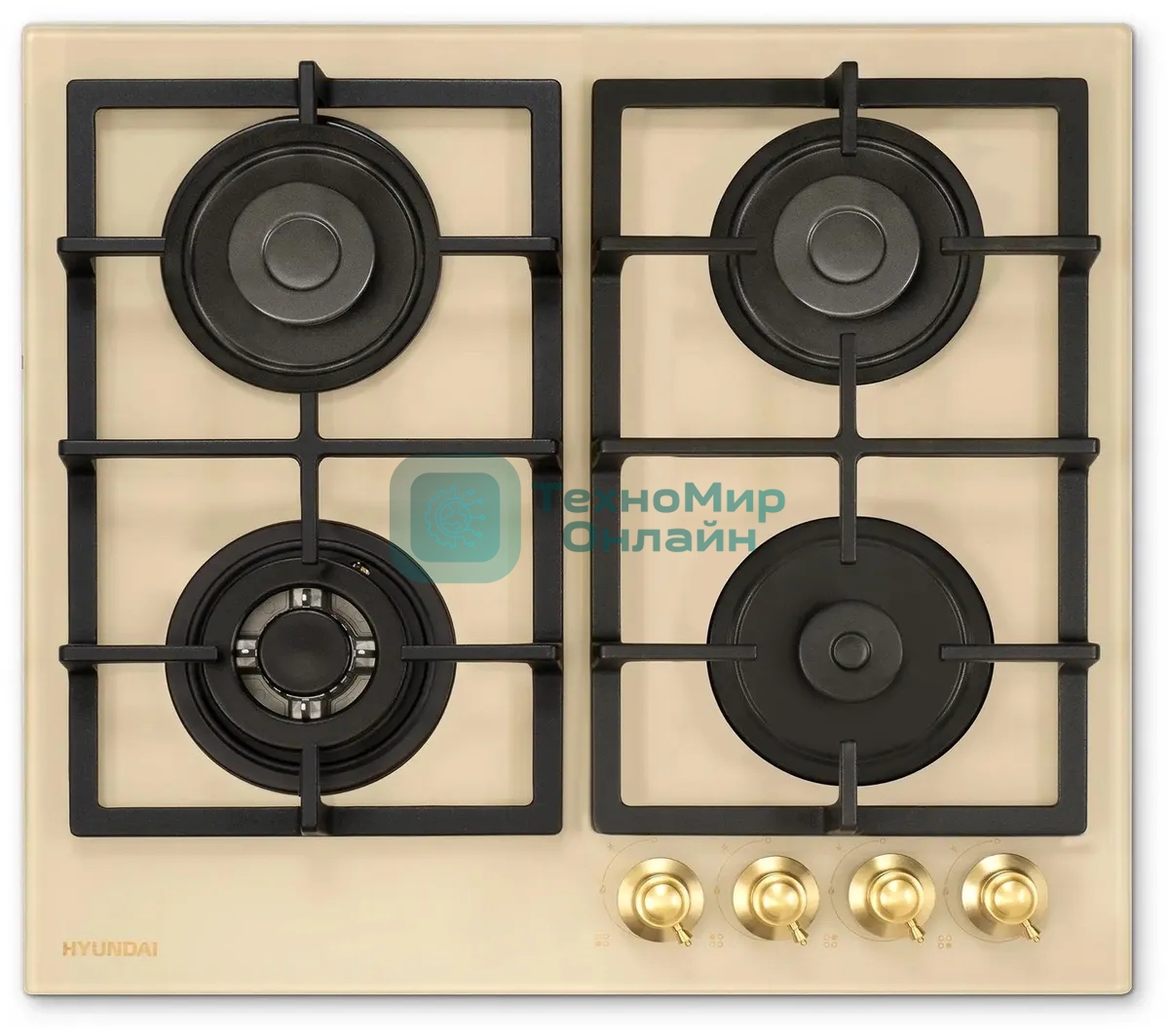 Газовая варочная поверхность Hyundai HHG 6434 BE бежевый