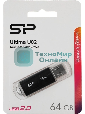 Флешка USB Silicon Power R/W 64Gb Ultima U02 SP064GbUF2U02V1K USB 2.0 черный