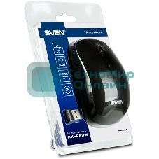 Мышь беспроводная SVEN RX-260W черный, 1600 dpi, радиоканал, USB, кнопки - 4