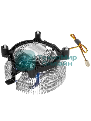 Кулер для процессора Crown CM-90 v2 серебристый/синий, 90 мм, алюминий, 2000 об/мин, 20 дБ, 3 pin, 95 Вт, 57 мм