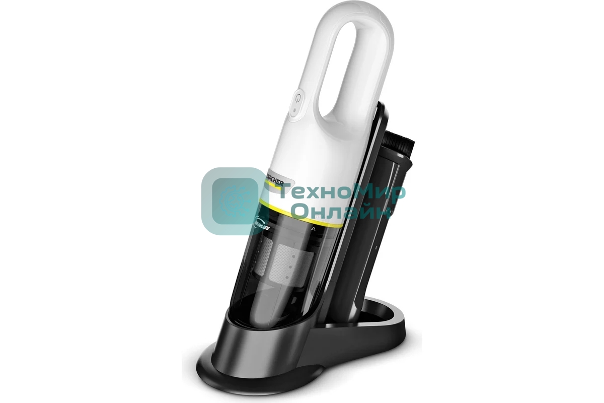 Пылесос ручной Karcher CVH 3 Plus белый, питание от аккумулятора, 70 Вт, уборка сухая, пылесборник 0.15 л, работа от АКБ max 20 мин