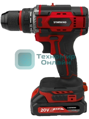 Дрель-шуруповерт Starwind CD20-2.0/2.0S1 40Вт аккум. патрон:быстрозажимной