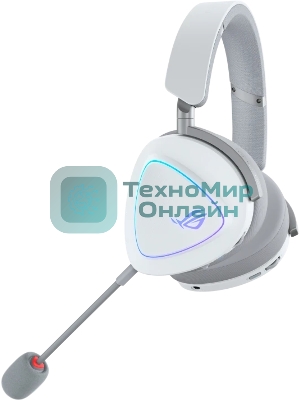 Гарнитура ASUS ROG Delta II белый, беспроводная + проводная, радиоканал, до 140 ч, подсветка, совместимость с PS5, Xbox