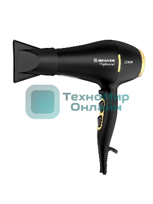 Фен BRAYER BR3010 черный/золотистый, 2200 Вт