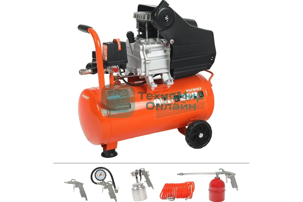 Компрессор Patriot EURO 24-240K + набор пневиоинструмента KIT 5В1.5кВт 220В 240л/мин 24л