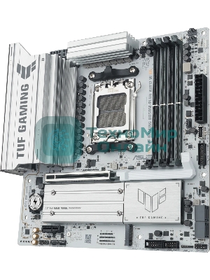 Материнская плата Asus TUF GAMING B850M-PLUS WIFI7 W, AM5, AMD B850, 4xDDR5, 4xSATA, 3xM.2, 1xPCIe 5.0 x16, 1xPCIe 3.0 x1, 1xDP, 1xHDMI, 1x2.5Gb LAN, Wi-Fi 7, Bluetooth 5.4, 1xUSB-C 20Gbps, 3xUSB-A 10Gbps, 4xUSB-A 5Gbps, 4xUSB-A 2.0, 5x3.5 мм, 7.1, mATX