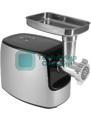 Мясорубка электрическая Rondell RDE-1458 серый, 3000 Вт, 3.5 кг/мин, реверс, защита от перегрузки, металлический лоток, насадки - 5