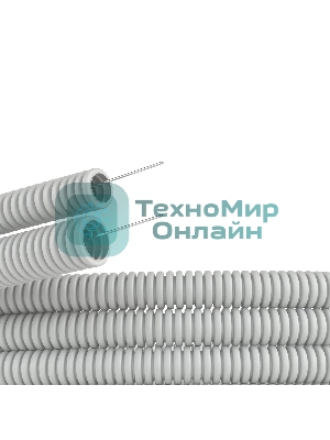 Труба гофрированная ПВХ DKC d16 мм с протяж. сер. (уп.100 м) 91916
