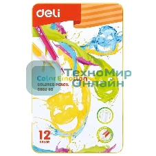 Карандаши цветные Deli Color Emotion EC00205 EC00205, липа, 12 цветов, коробка металлическая