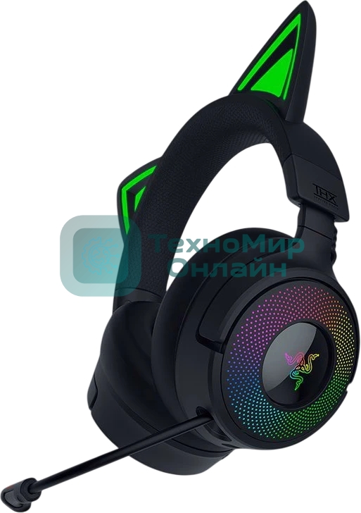 Гарнитура Razer Kraken Kitty V3 Pro чёрный, беспроводная + проводная, радиоканал, до 70 ч, подсветка