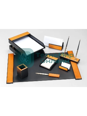 Настольный набор Good Sunrise H8G-1A (8 предметов) дерево/МДФ черный/оранжевый