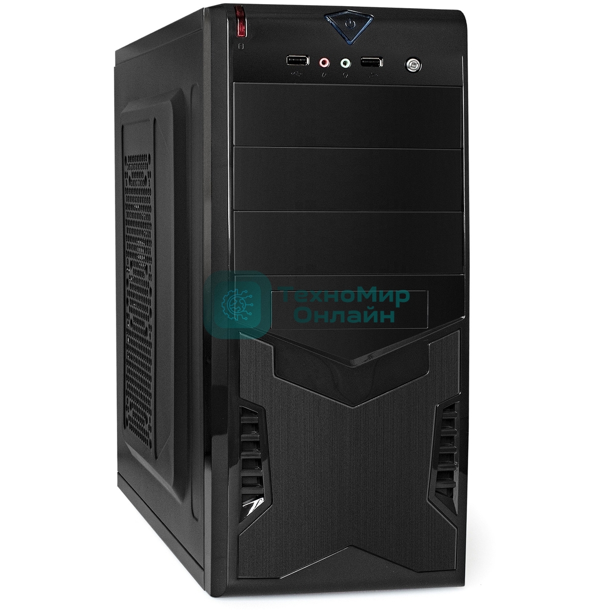 Компьютерный корпус Miditower ExeGate CP-601-UNS400 (ATX, БП UNS400 с вент. 12см, 2*USB, аудио, черный)