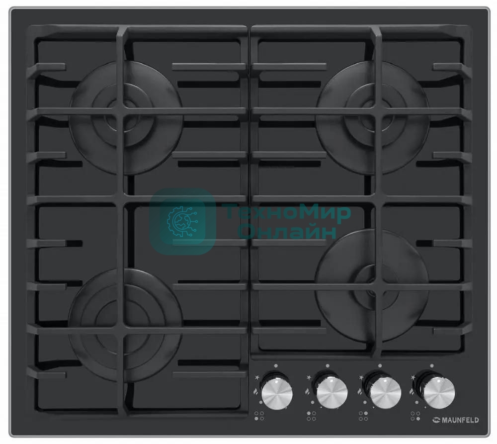 Газовая варочная панель Maunfeld EGHG.64.6CB/G, 4 конфорки, закаленное стекло, черный