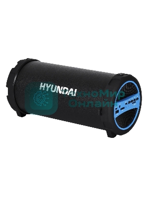 Колонка портативная Hyundai H-PAC220 черный/голубой 10W 1.0 BT/3.5Jack/USB