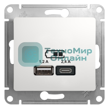 Розетка USB Schneider Electric Glossa GSL000139 скрыт. IP20 белый (упак.:1шт)