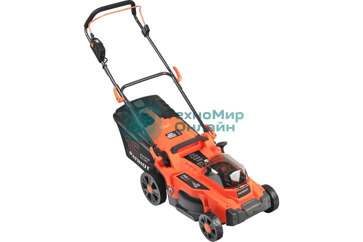 Газонокосилка аккумуляторная PATRIOT CM 440 2*21В UES, без акб и зу, бесщеточ, 37см, трав 35л пласт+мульчирование, центр. подъем 6 уровней (25-75), пласт дека