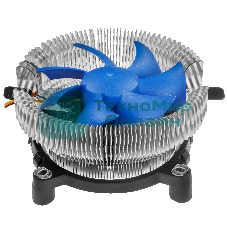 Кулер для процессора Crown CM-90 v2 серебристый/синий, 90 мм, алюминий, 2000 об/мин, 20 дБ, 3 pin, 95 Вт, 57 мм
