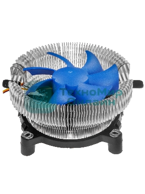 Кулер для процессора Crown CM-90 v2 серебристый/синий, 90 мм, алюминий, 2000 об/мин, 20 дБ, 3 pin, 95 Вт, 57 мм