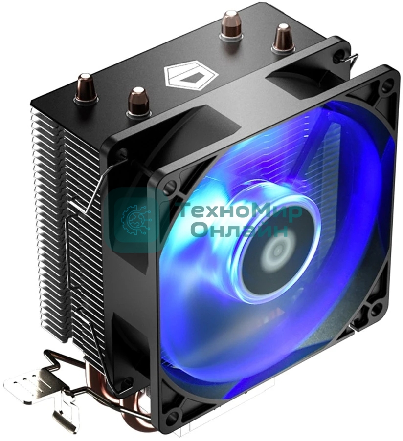 Кулер для процессора ID-COOLING SE-902X-B LGA1851/1700/1200/115X/AM5/AM4 (30шт/кор, TDP 100W, PWM, 2 тепл.трубки прямого контакта, Blue LED FAN 92мм) RET