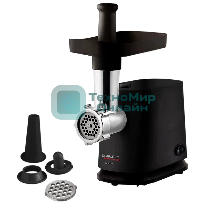 Мясорубка электрическая Scarlett SC-MG45S71 черный, 1800 Вт, 2.0 кг/мин, реверс, защита от перегрузки, насадки - 4