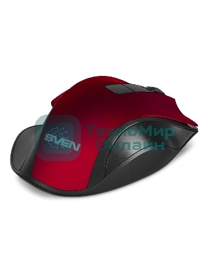 Мышь беспроводная SVEN RX-525SW красная (бесшумн. кл., 5+1кл. 600-1400DPI, Soft-touch, блист.)